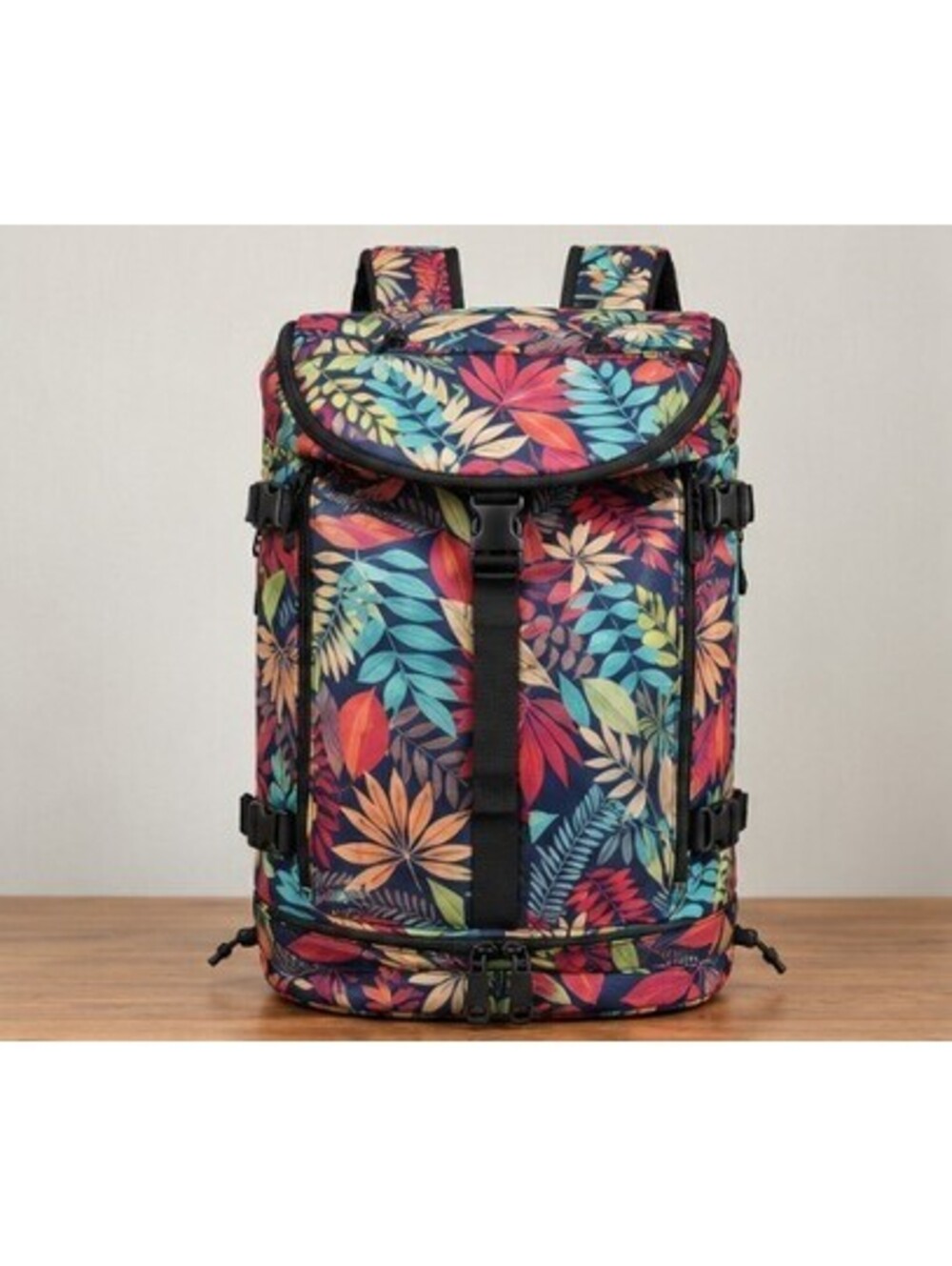 Convertible Gym Duffel Backpack, Multicolor Leaf Print